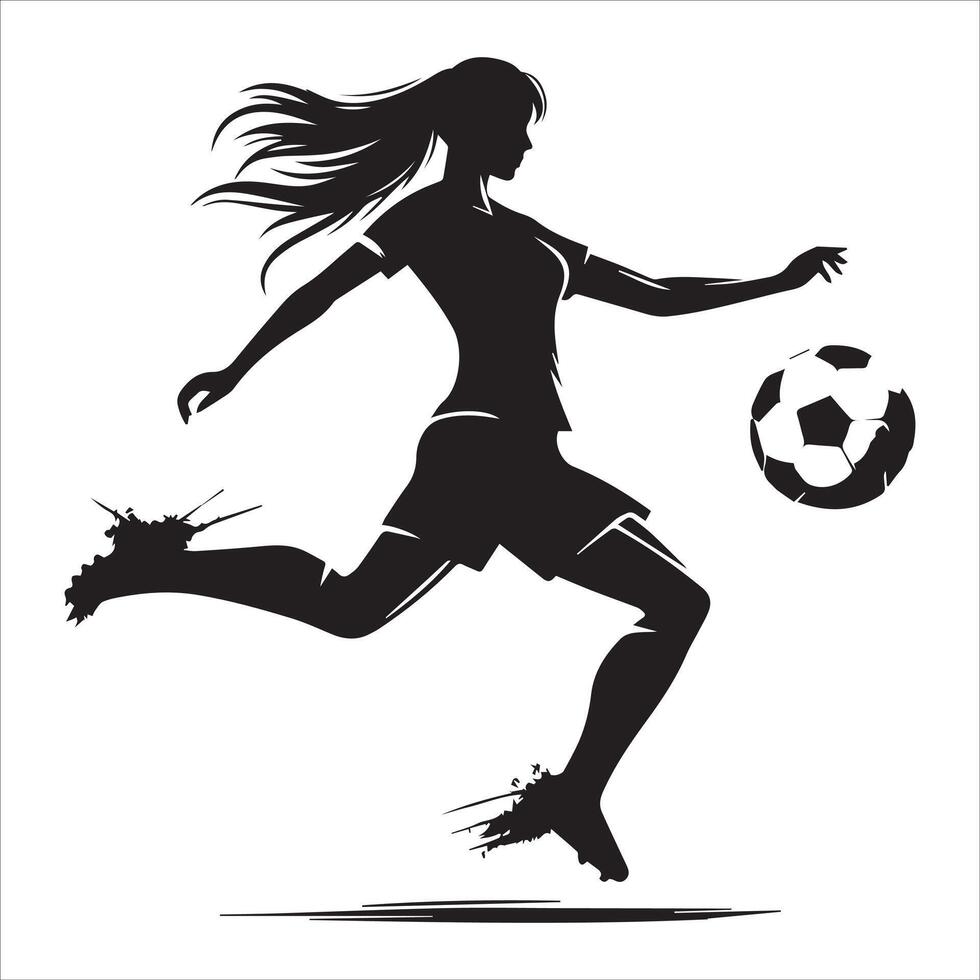 Silhouette of a woman soccer player vector
