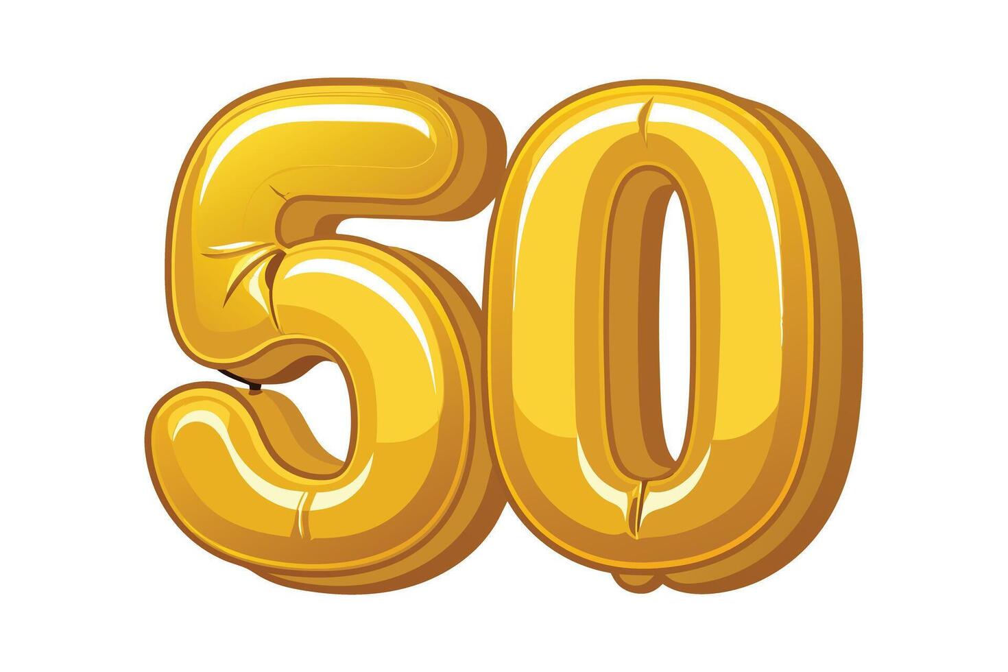 Golden Balloon Number 50 for a Celebration vector