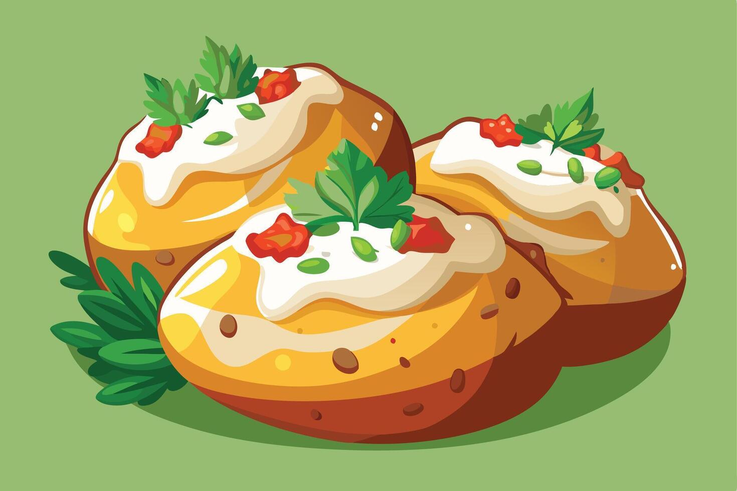 Creamy Stuffed Potatoes, Ready to Eat vector