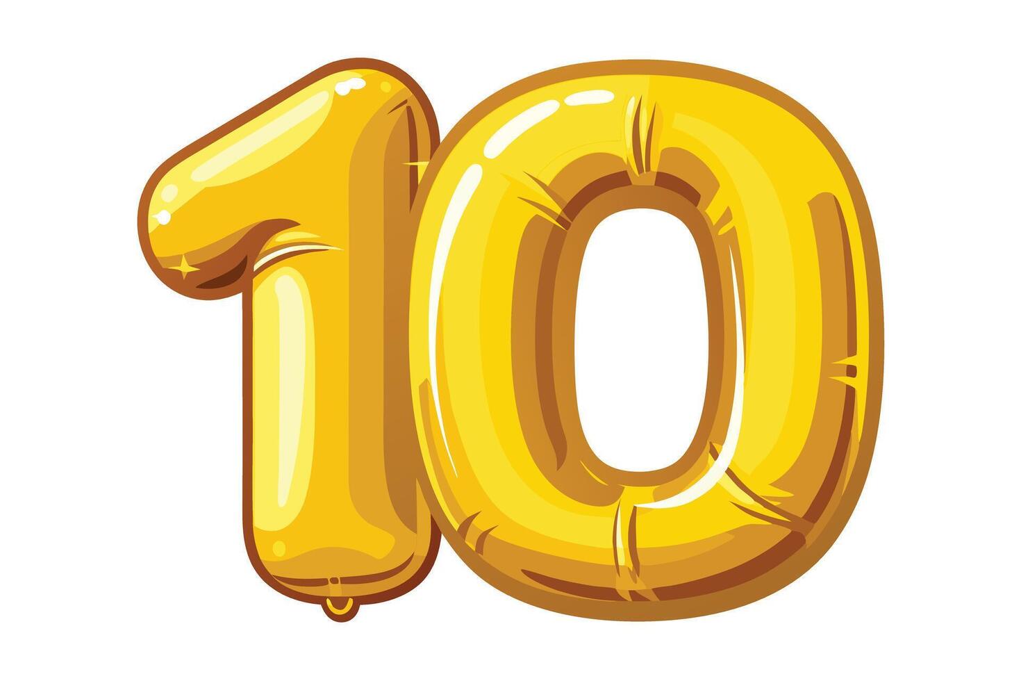 Festive Gold Number Ten Balloon Design vector