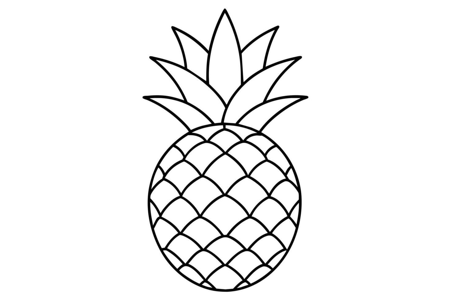 Simple black and white outline of a pineapple vector