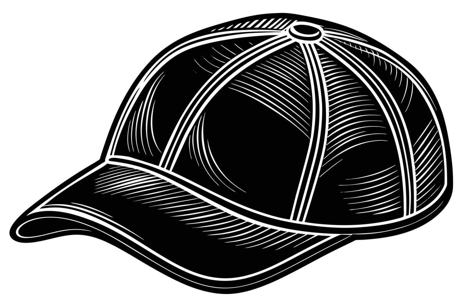 A Vintage Style Baseball Cap in Monochrome Engraving vector