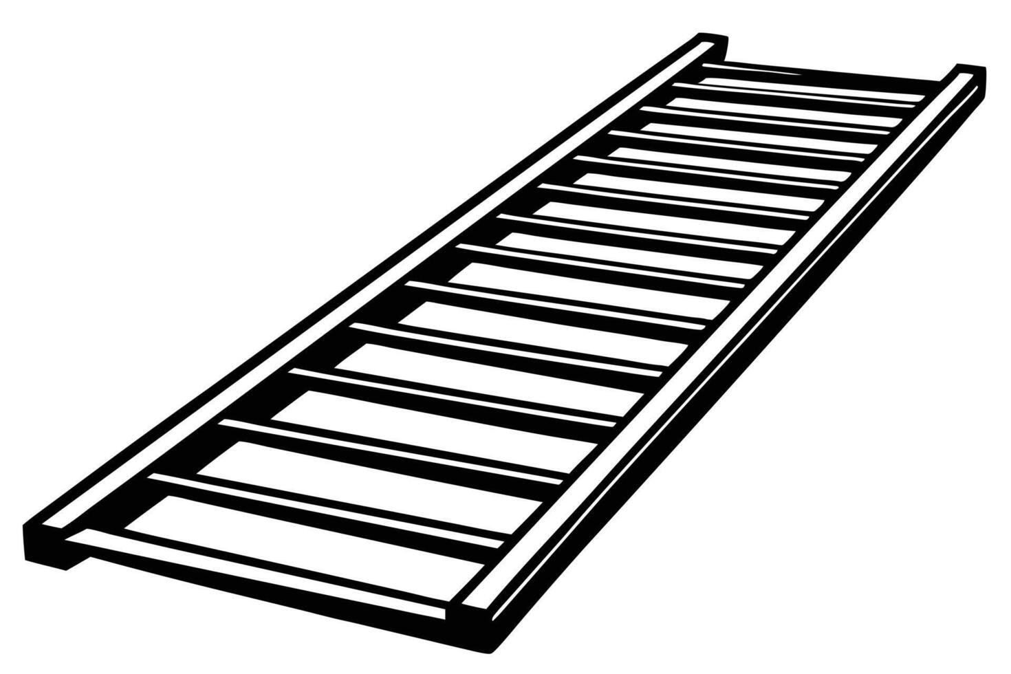 Simple black and white illustration of a long metal ladder. vector