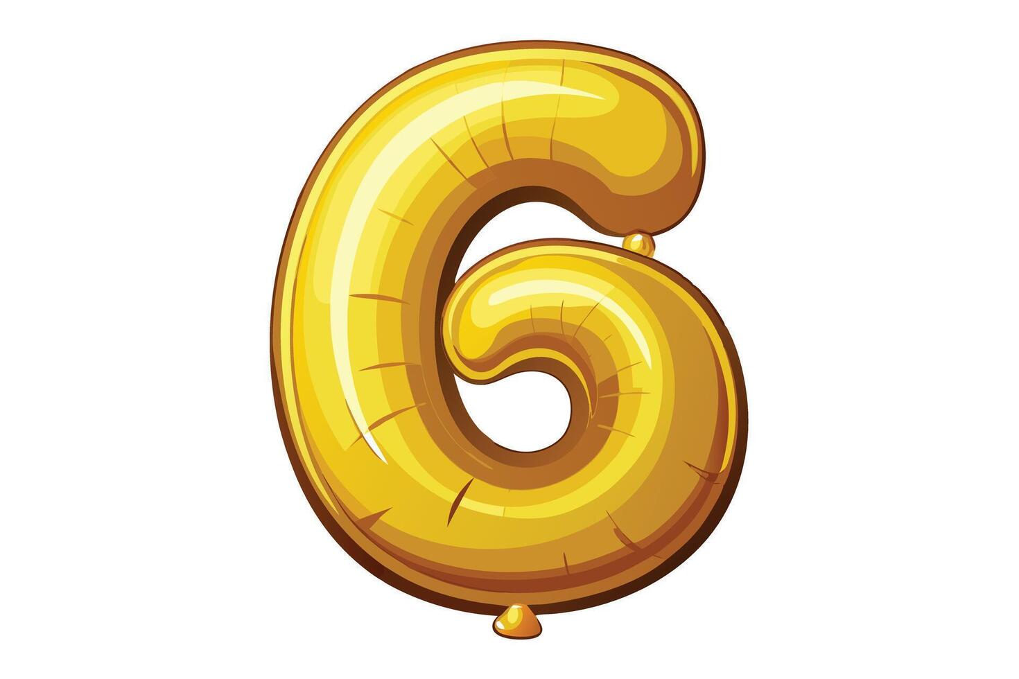Gold Number Six Foil Balloon Isolated on White Background vector