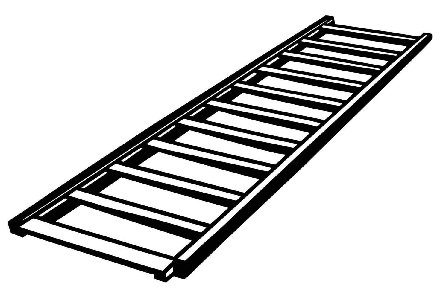 A Simple black and white illustration of a long metal ladder. vector