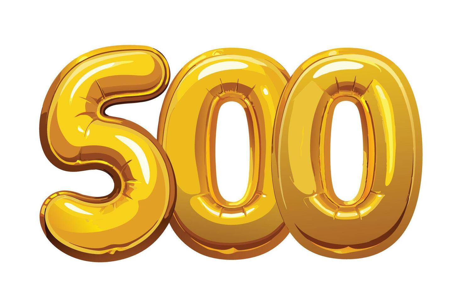 Gold foil balloons spelling out the number 500. vector