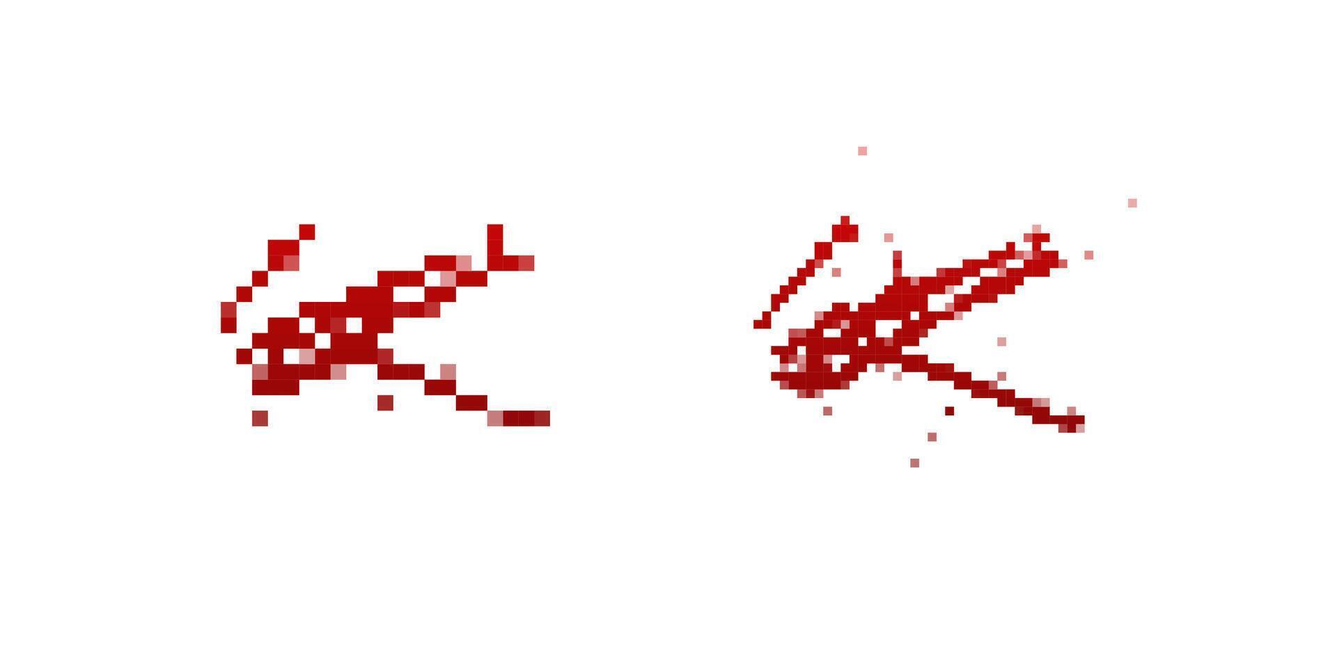 Red digital pixel art of stylized insects with abstract geometric patterns and crisp lines vector