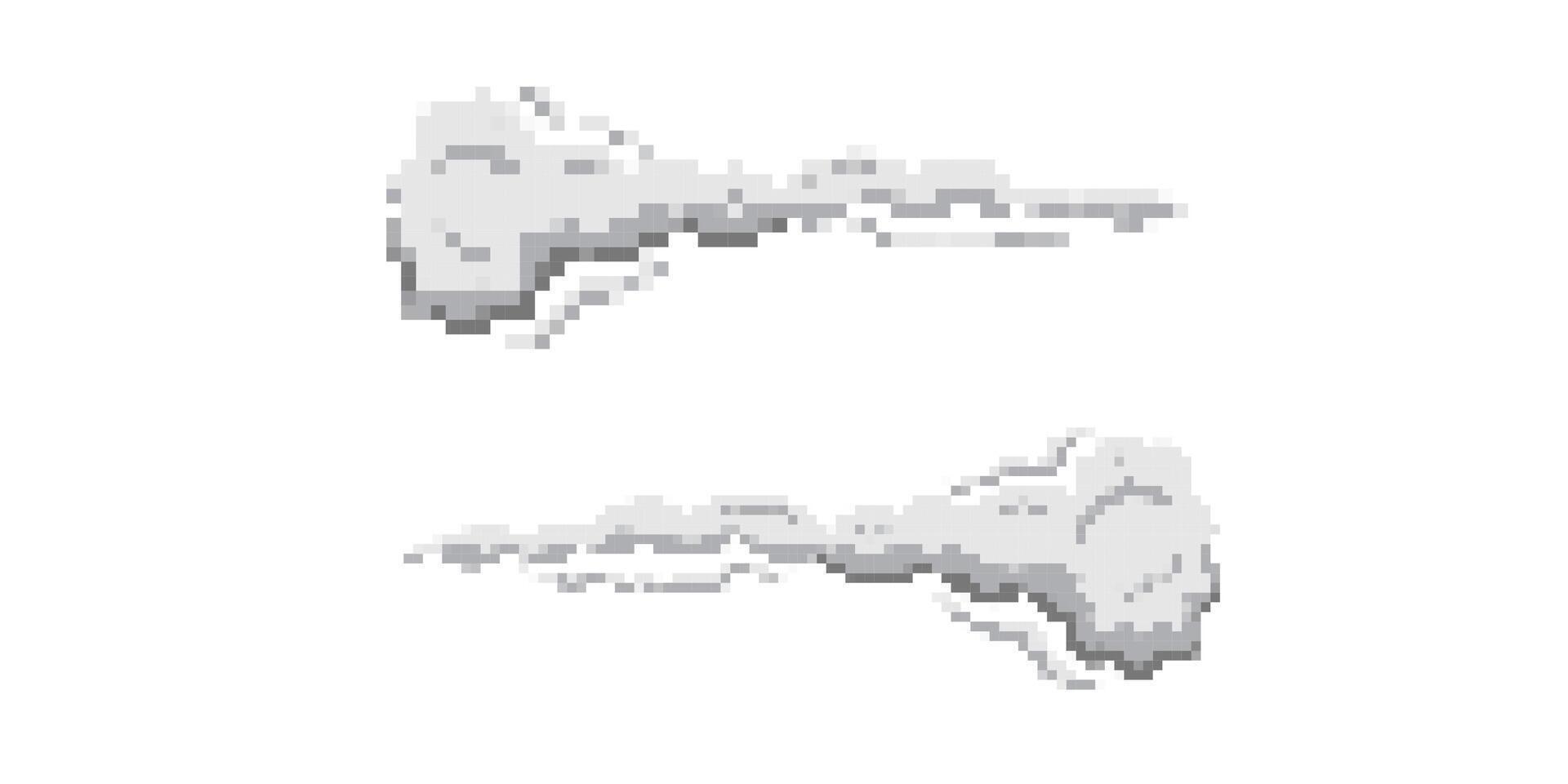 Two distinctive pixelated clouds with unique shapes and defined outlines in digital style vector