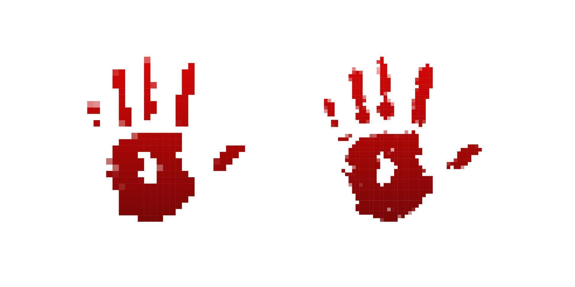 Pixelated Bloody Handprints vector