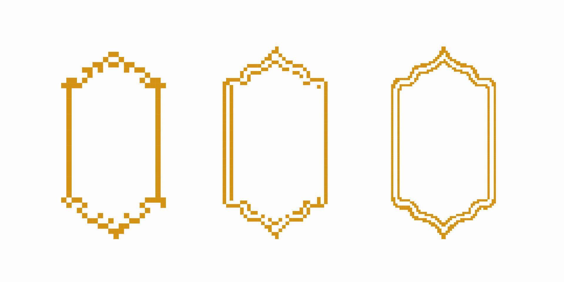 Three elegant ornate frames with unique pixel patterns for artistic decoration vector
