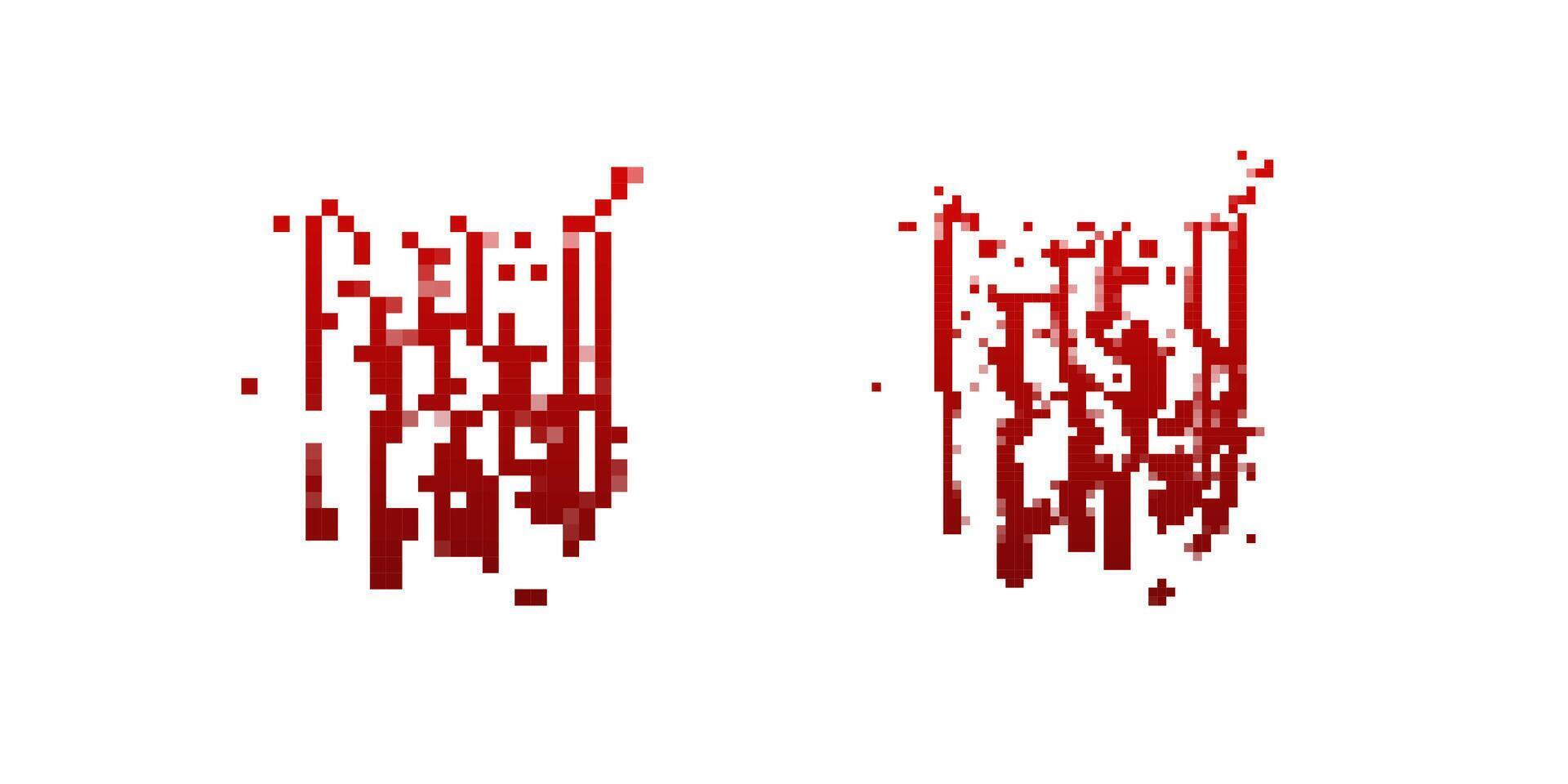 Pixel art dripping blood with glitch effect vector
