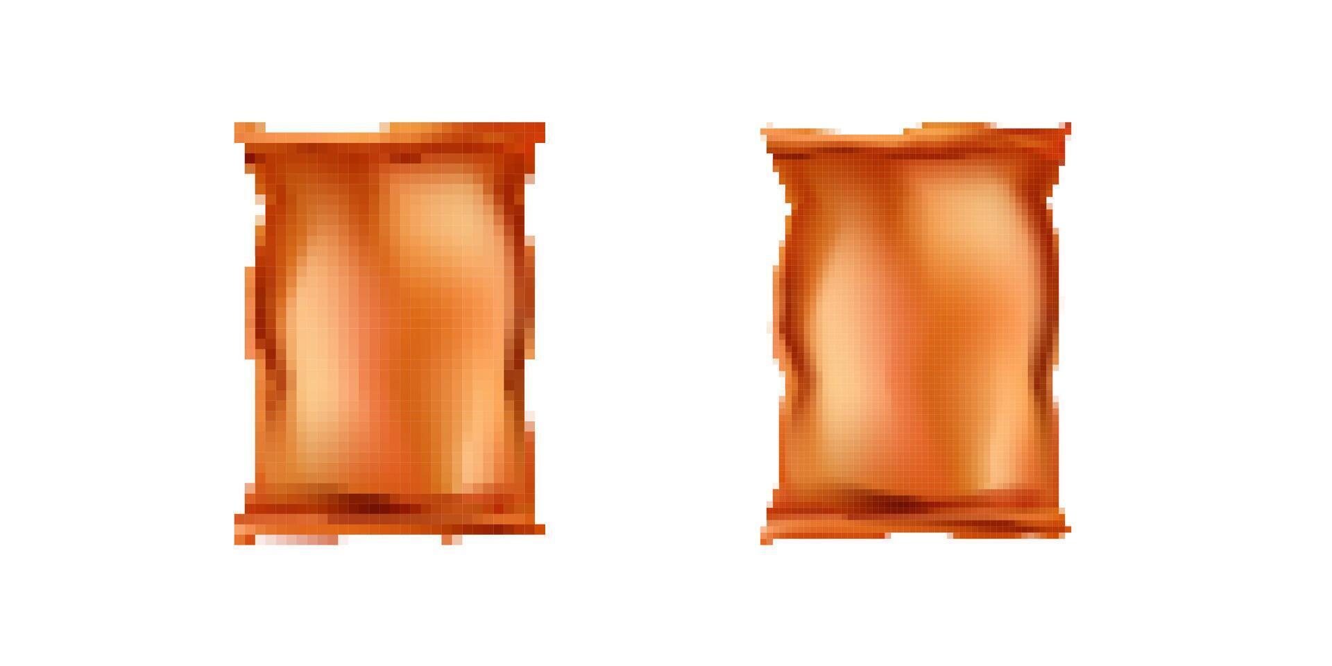 Two identical orange snack packets aligned side by side in vertical arrangement vector