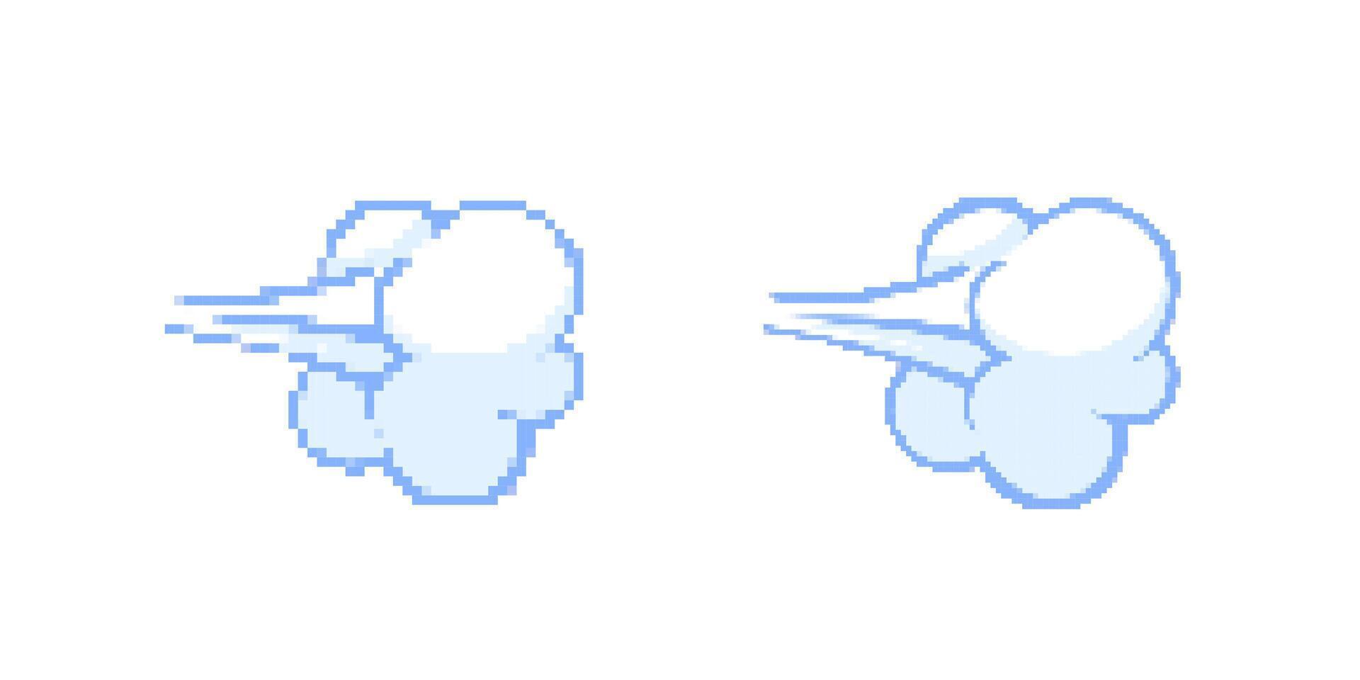 Cartoon style white puffs with motion lines suggesting fast movement or speed in animation vector