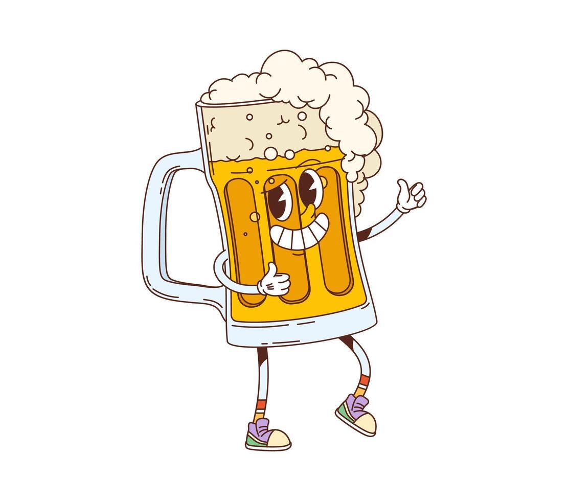 Cartoon groovy beer drink and beverage character vector