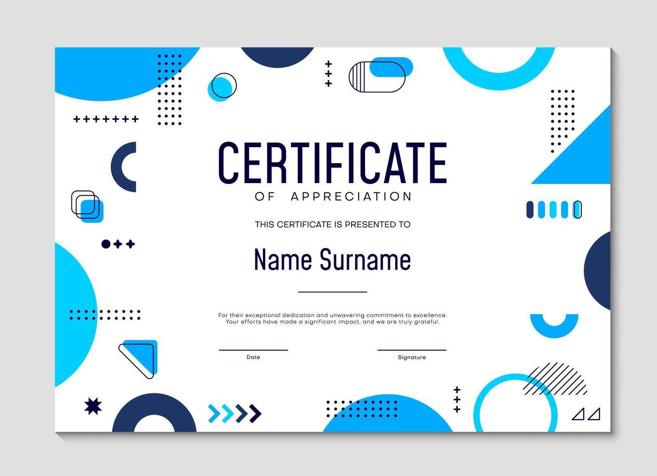 Diploma certificate template with Memphis shapes vector