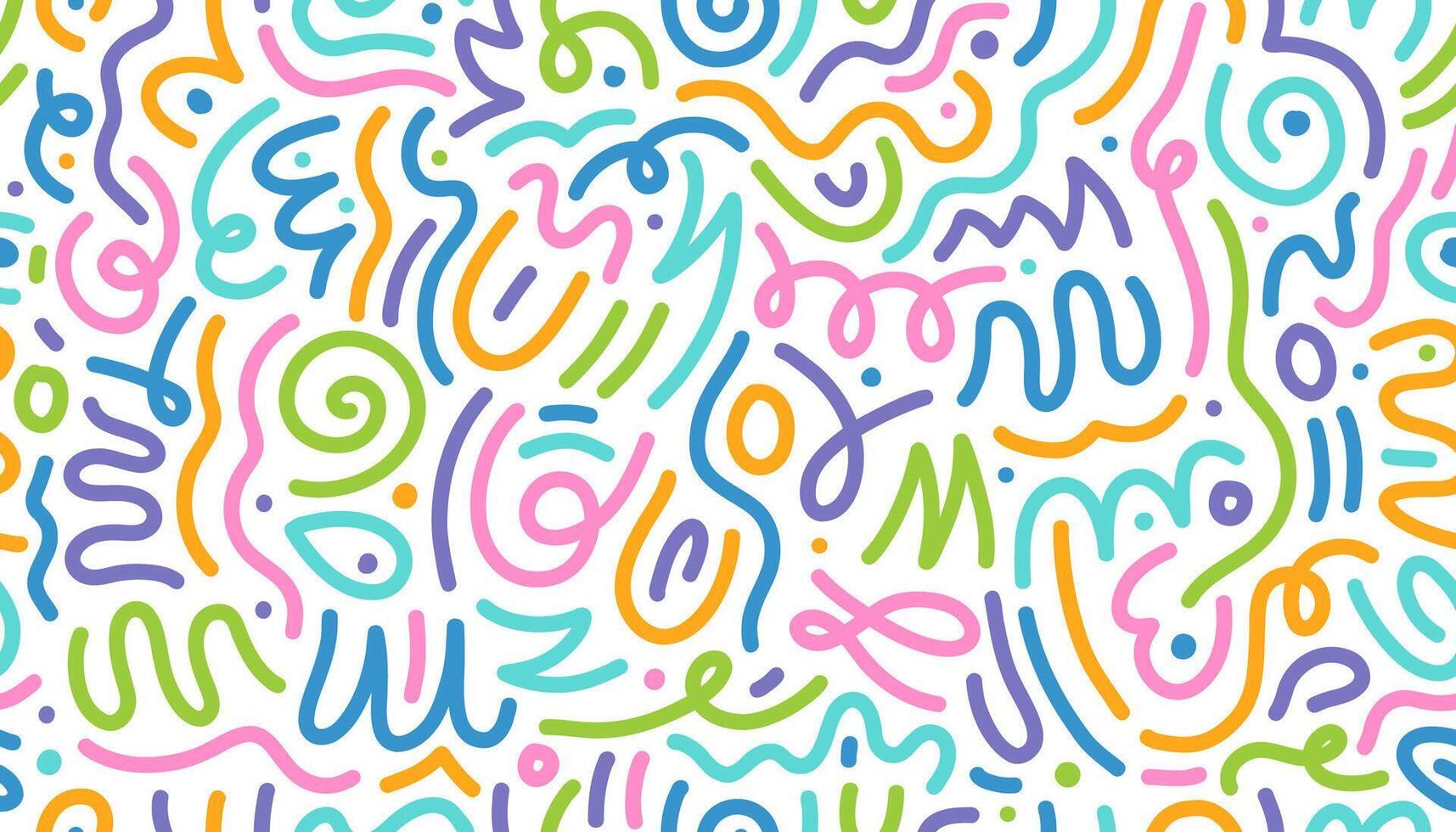Color line squiggle swirl shape seamless pattern vector