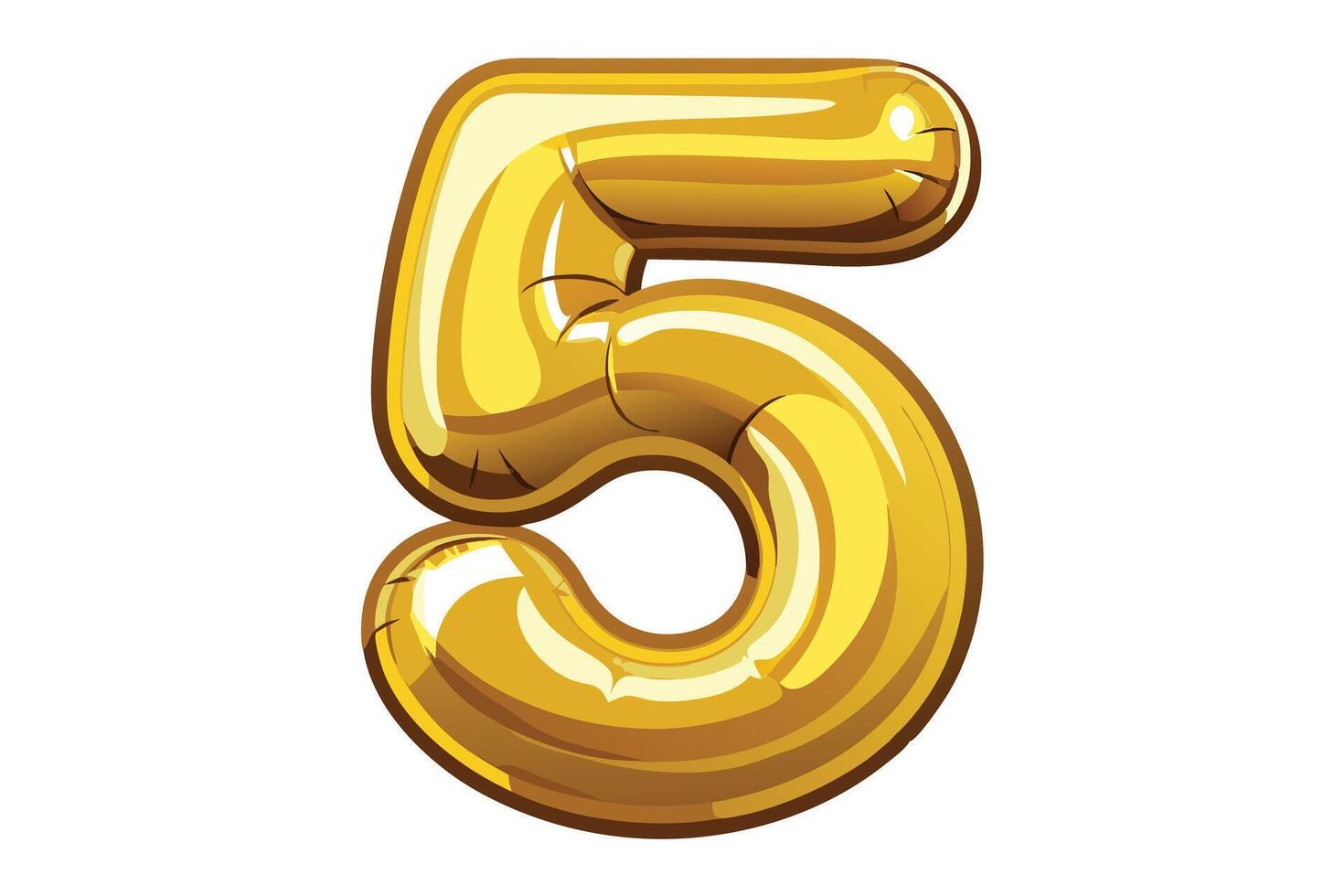 Golden Number Five Foil Balloon Isolated on White vector