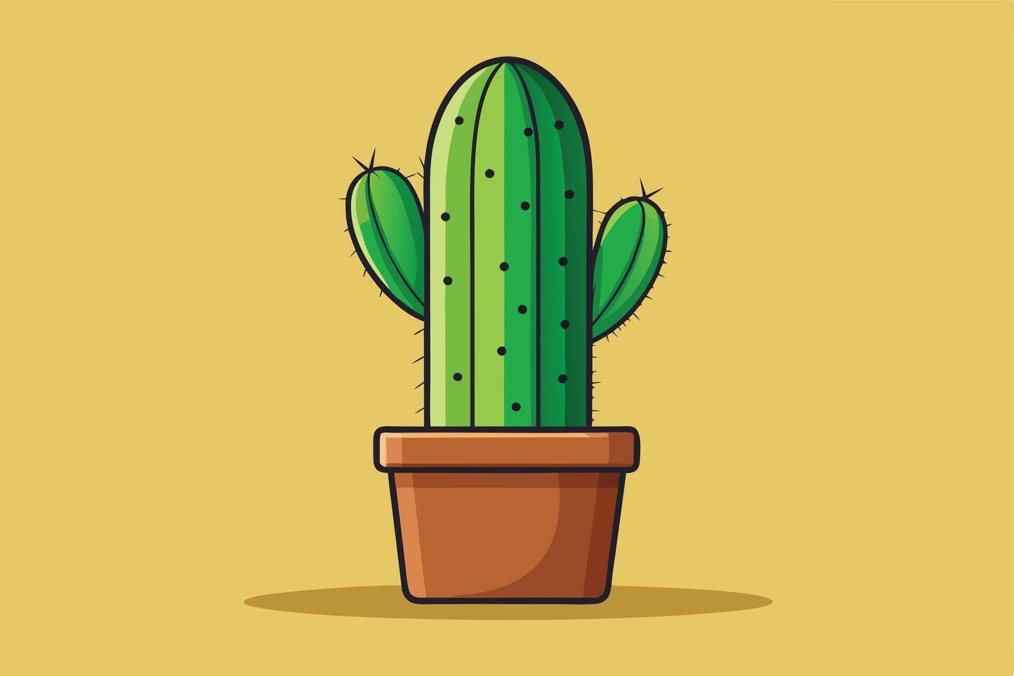 A Vibrant illustration of a cactus in a terracotta pot. vector