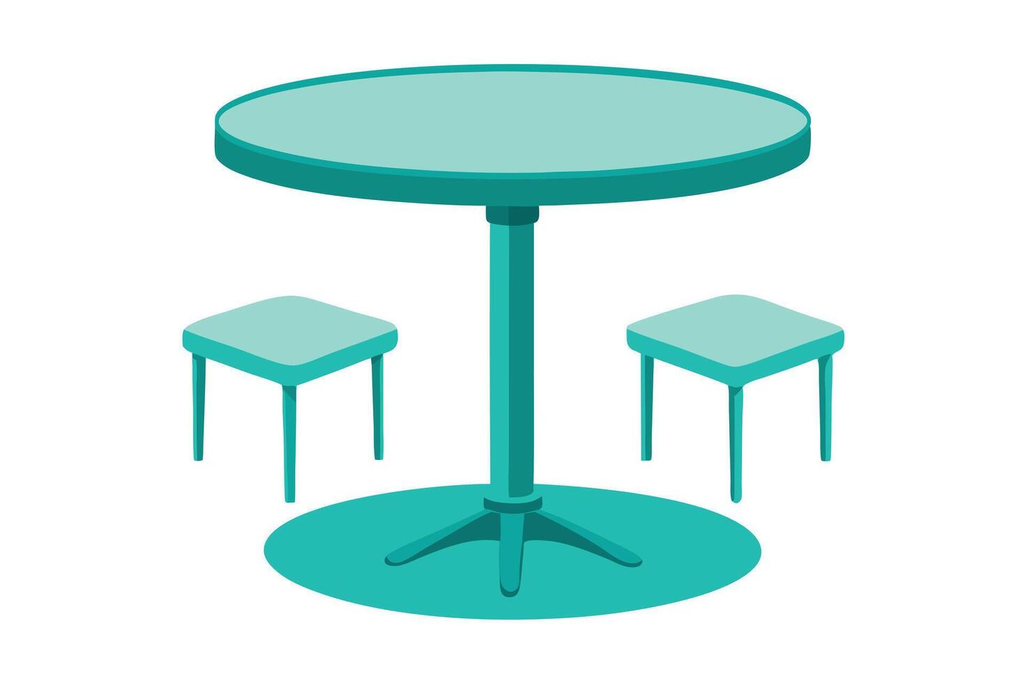 Teal Round Table and Stools for a Casual Cafe Setting vector
