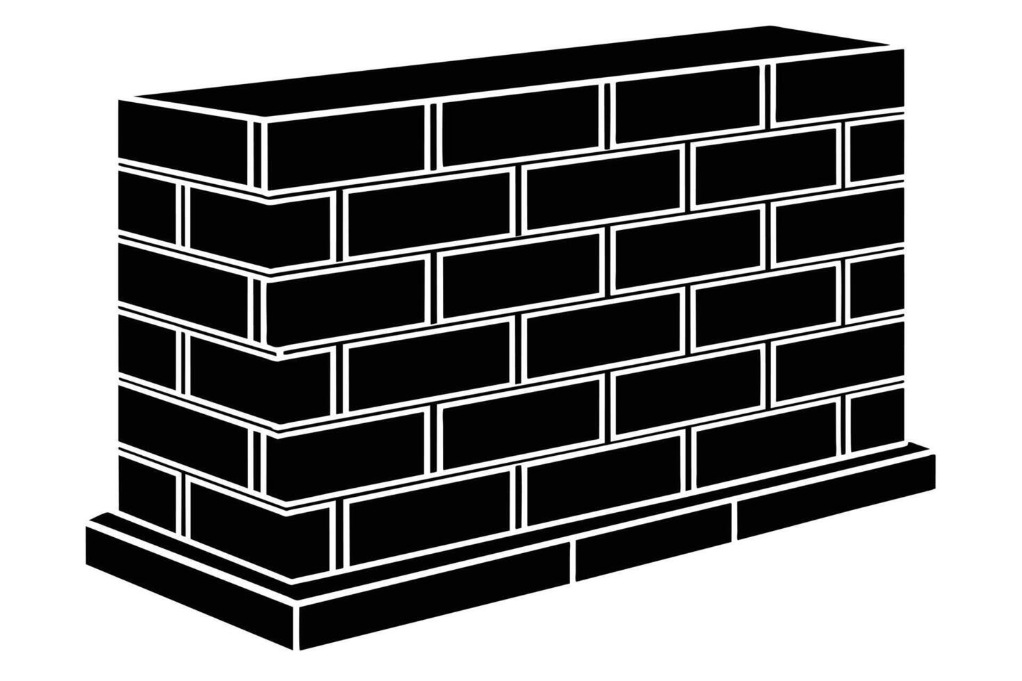 A Black and white graphic of a fortified brick wall with spikes. vector