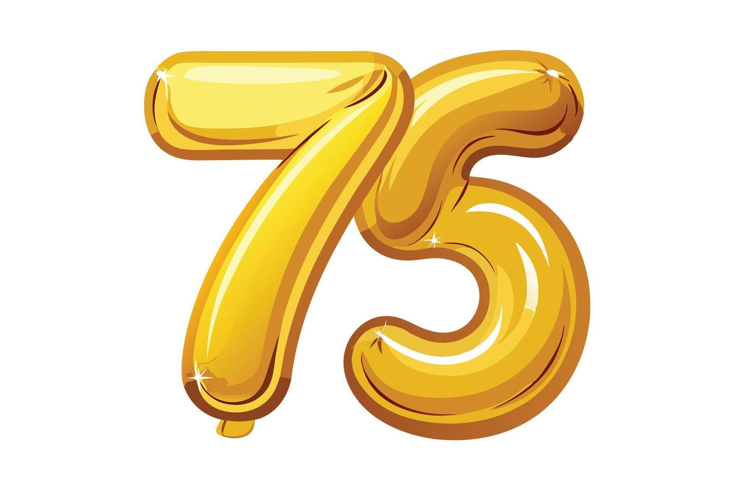 Gold Foil Balloon Number 75 for a Celebration vector