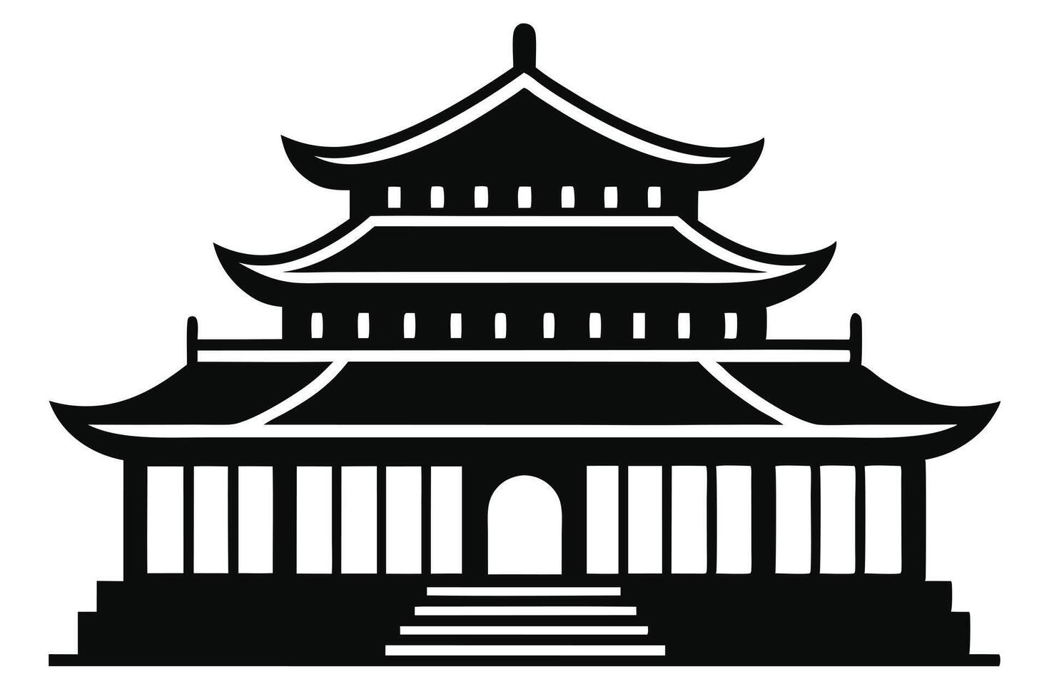 Simple Black and White Silhouette of a Chinese Pagoda vector