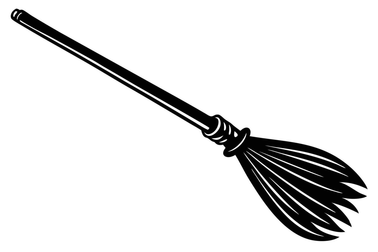 A Simple Black and White Silhouette of a Broomstick vector
