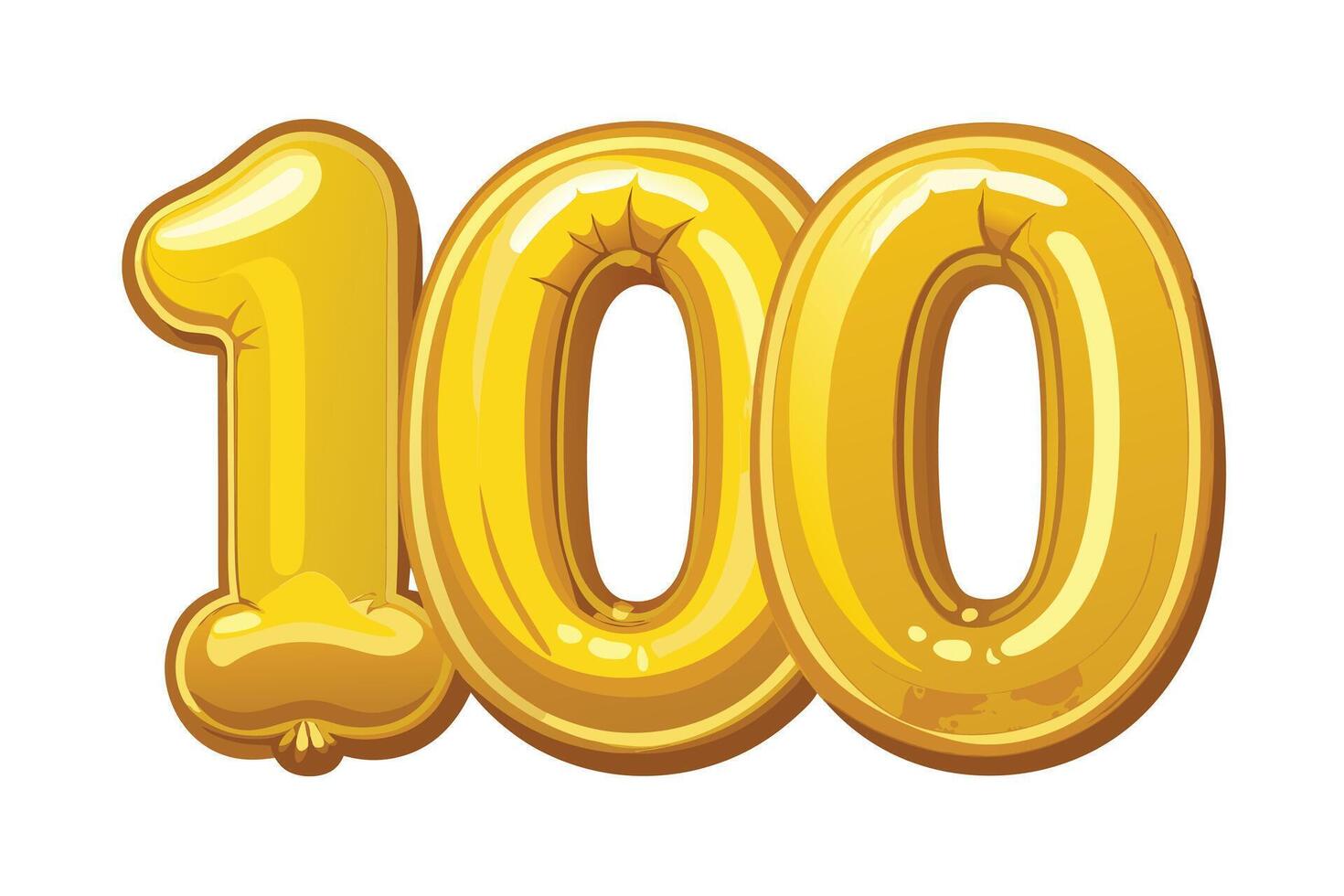 Gold Balloon Number 100 Graphic for Celebrations vector