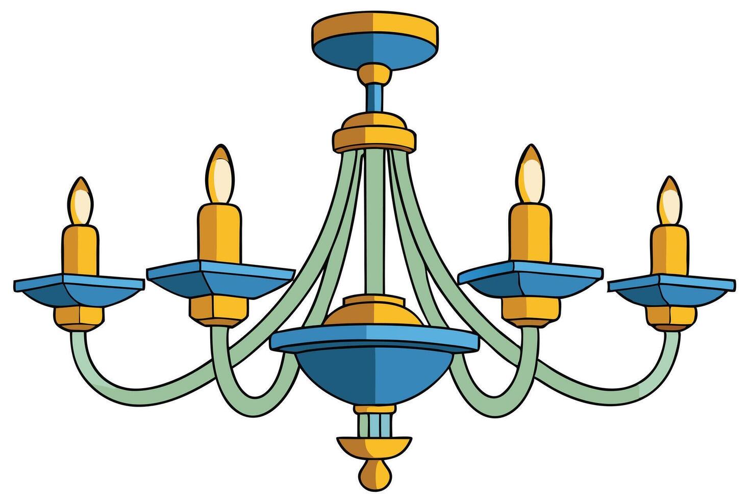 Ornate Golden Chandelier with Candles vector