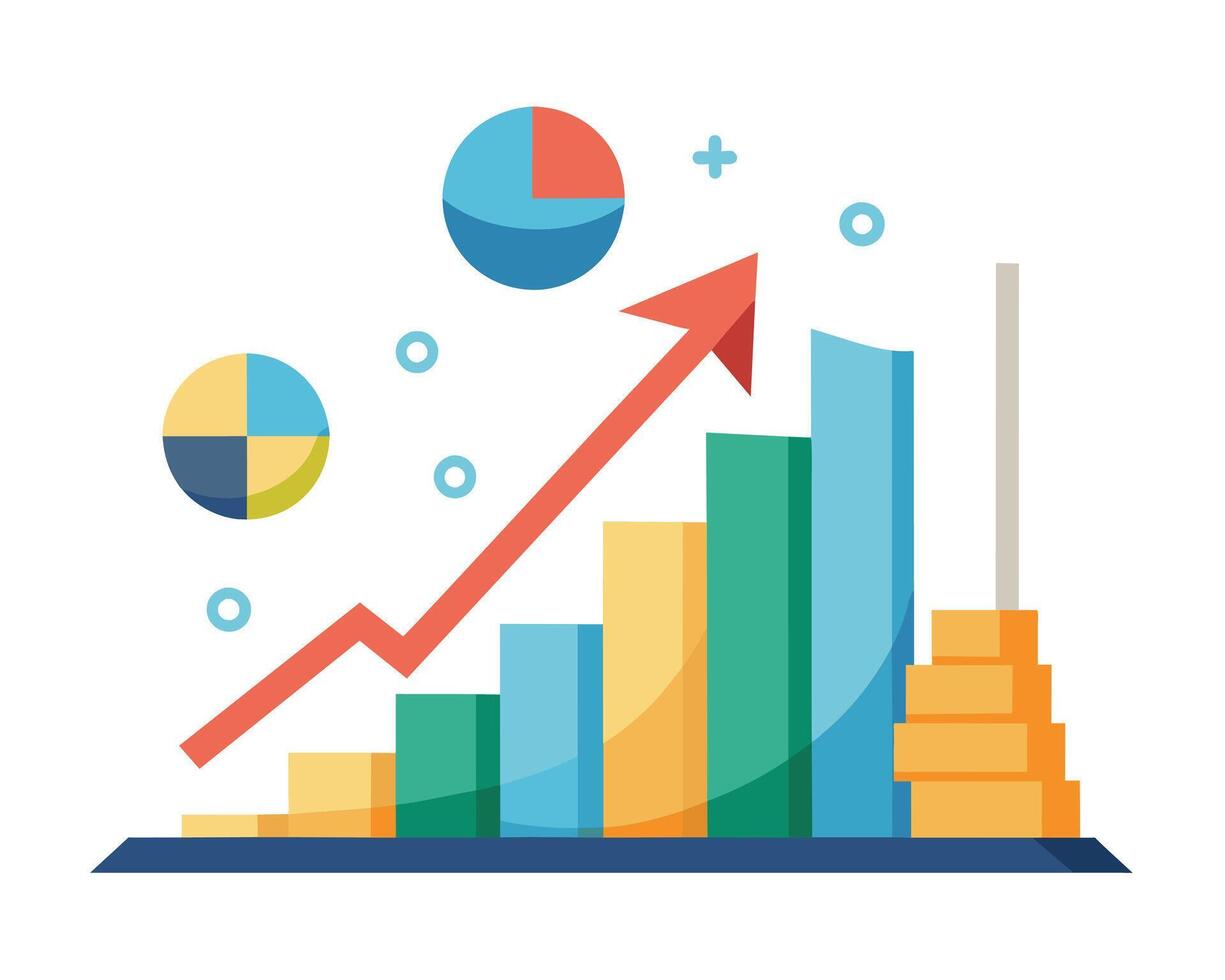 Colorful infographic depicting rising business growth and data analysis. vector