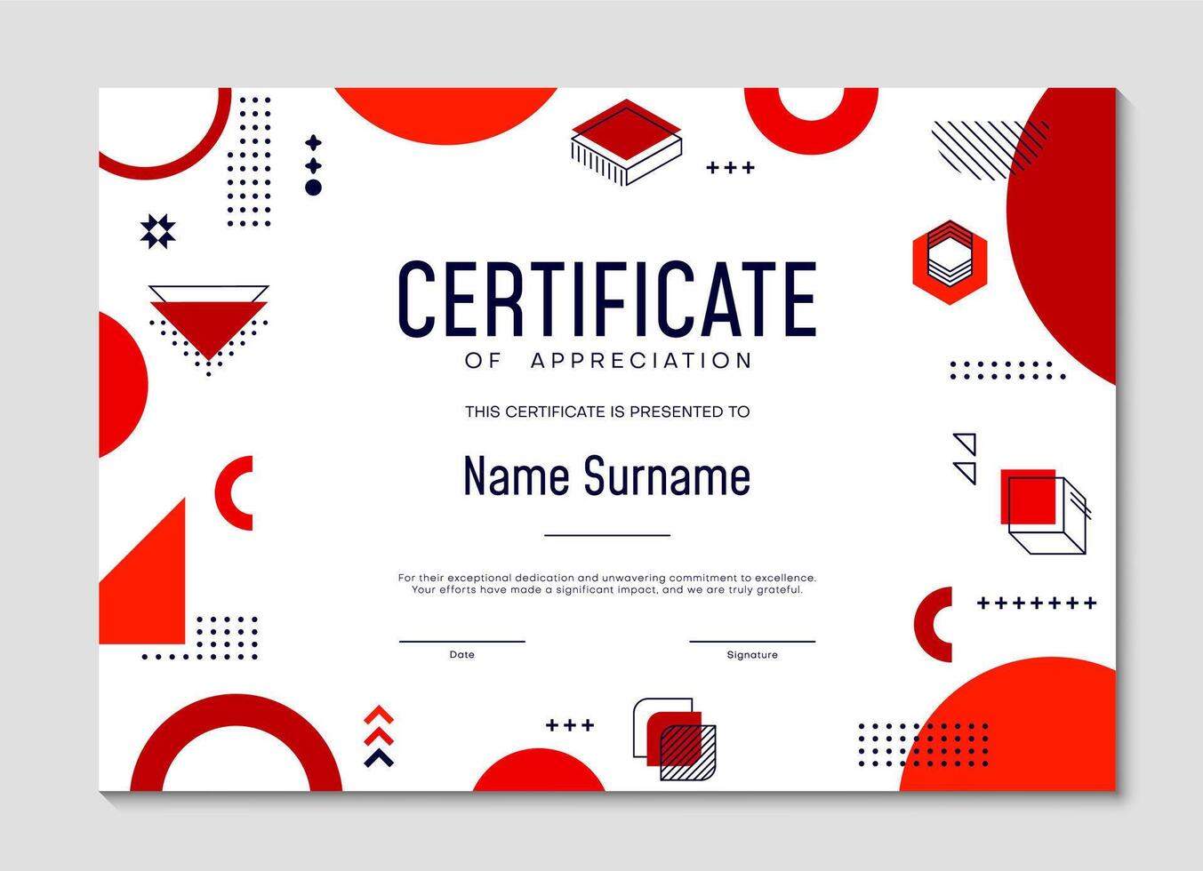 Certificate template with geometric shapes vector