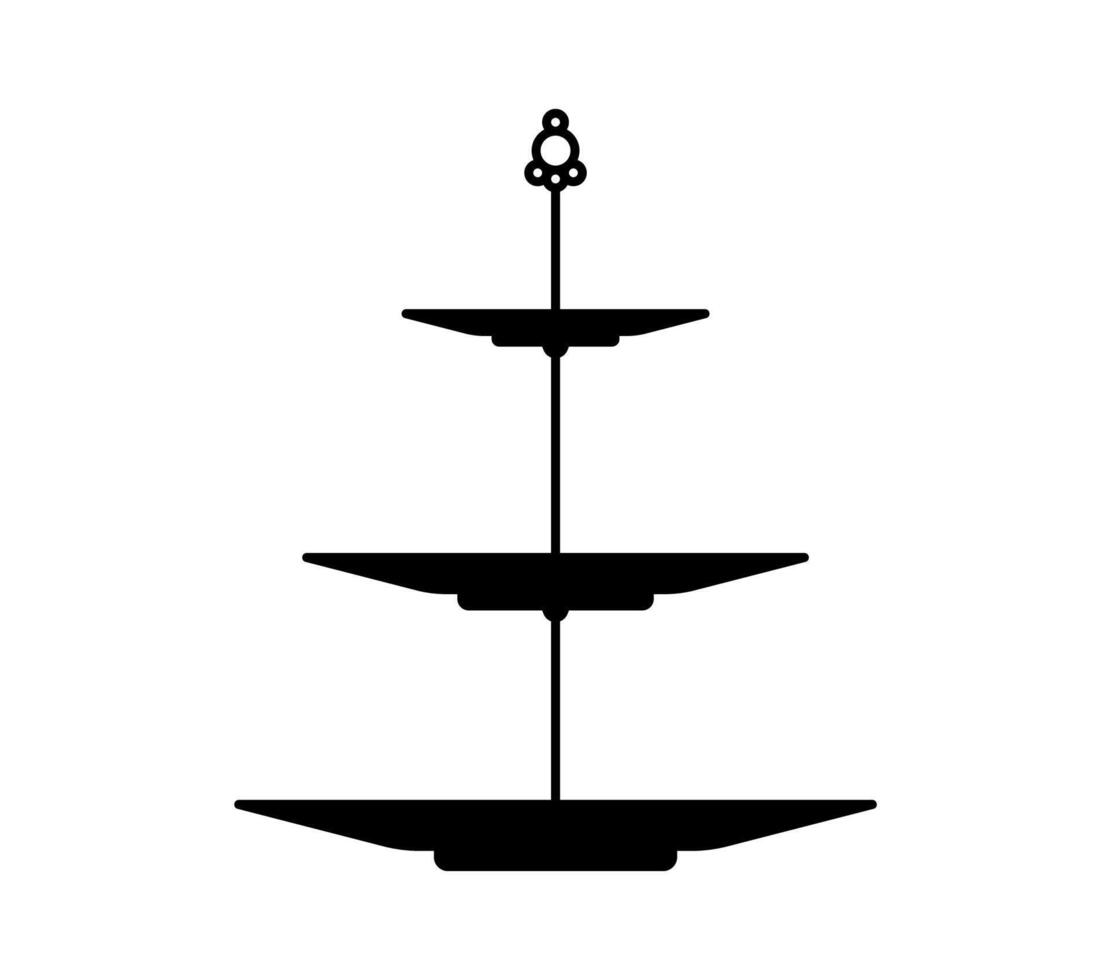 Cake or pie platter, stand and tray silhouette vector