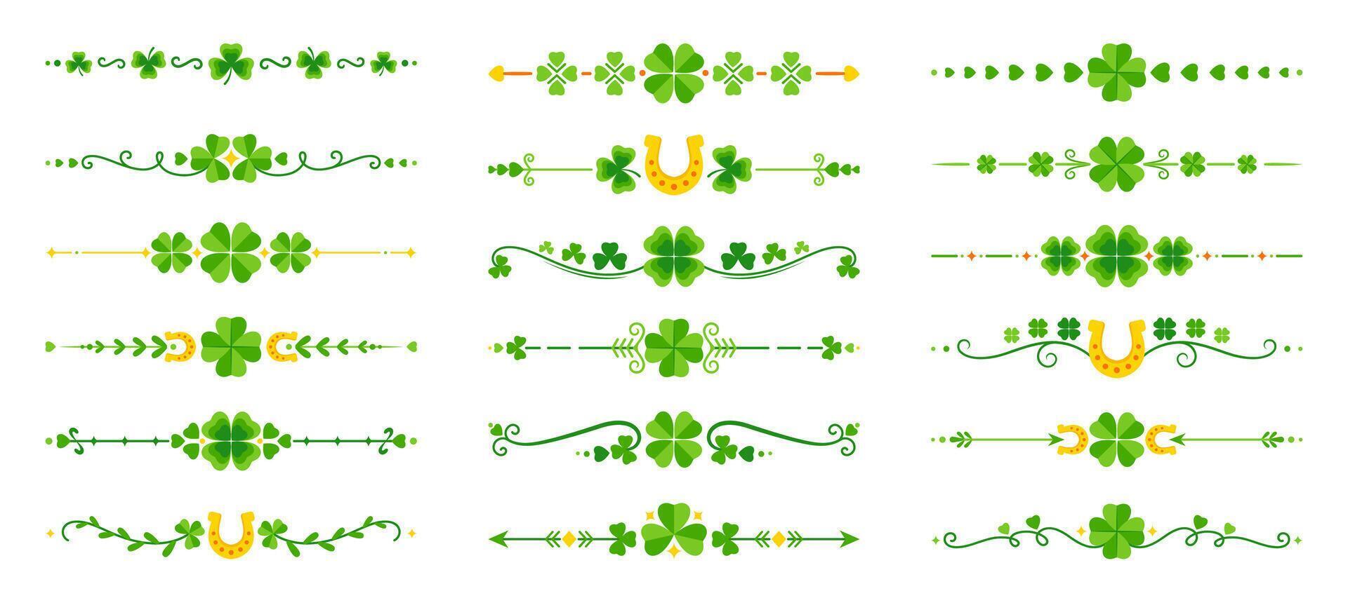 A set of green and yellow floral designs vector