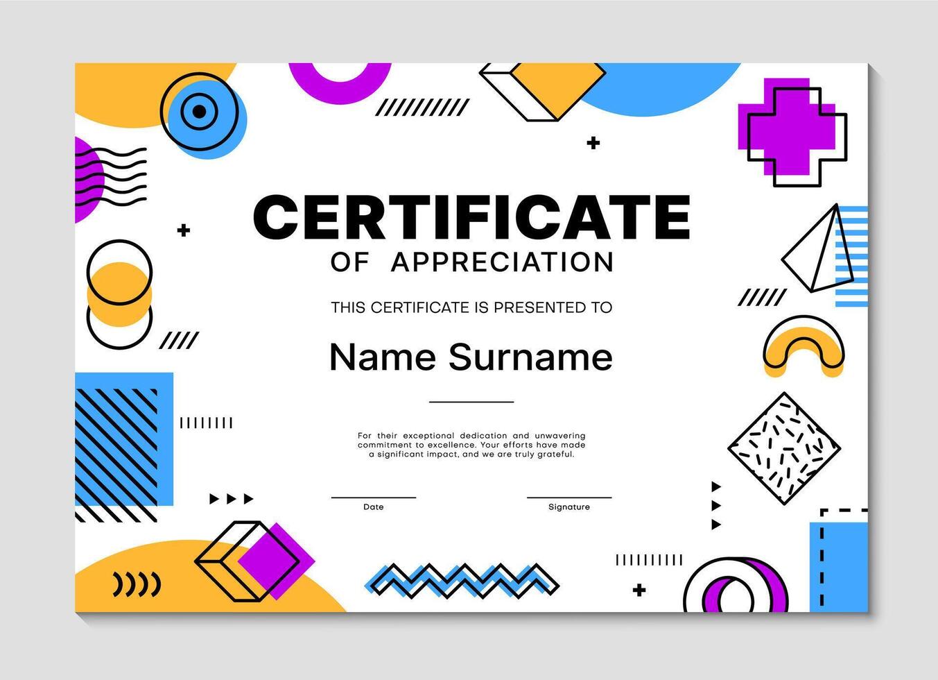Achievement certificate of appreciation template vector