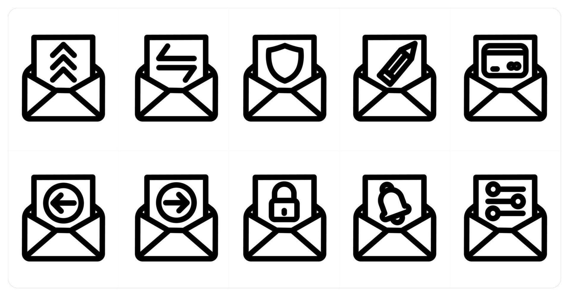 Set of 10 message icons as message, message sync, message security vector