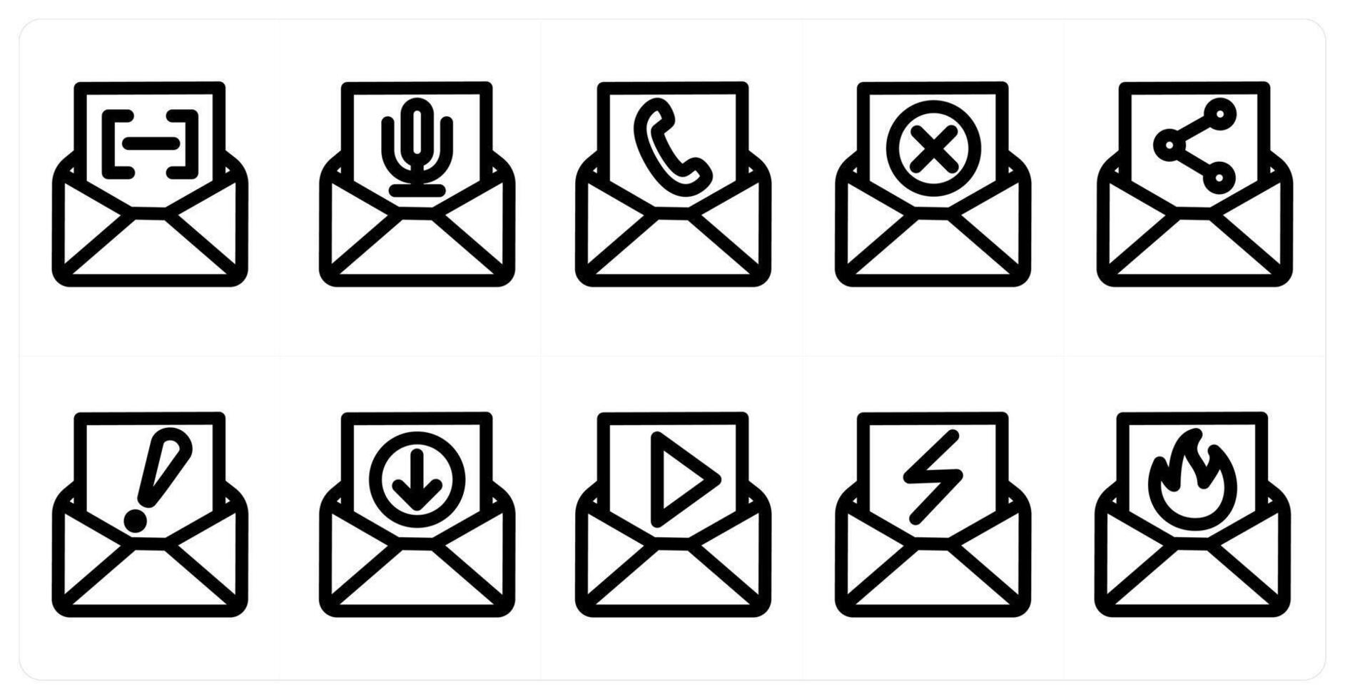 Set of 10 message icons as message, audio message, call message vector