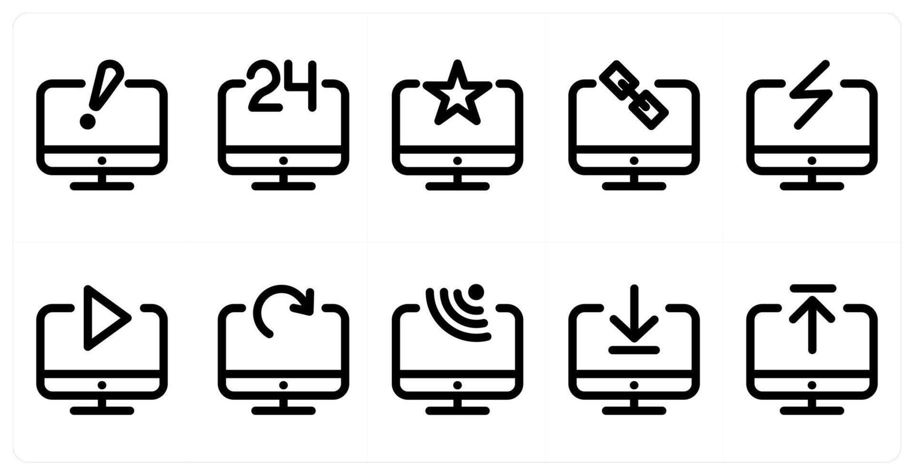 Set of 10 laptop icons as laptop info, 24x7 service, favorite laptop vector