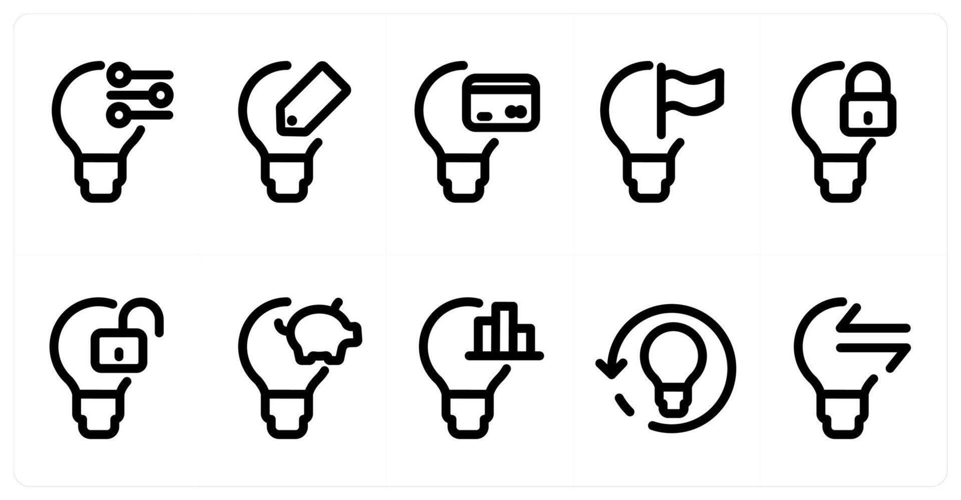Set of 10 idea icons as idea, tag idea, money idea vector