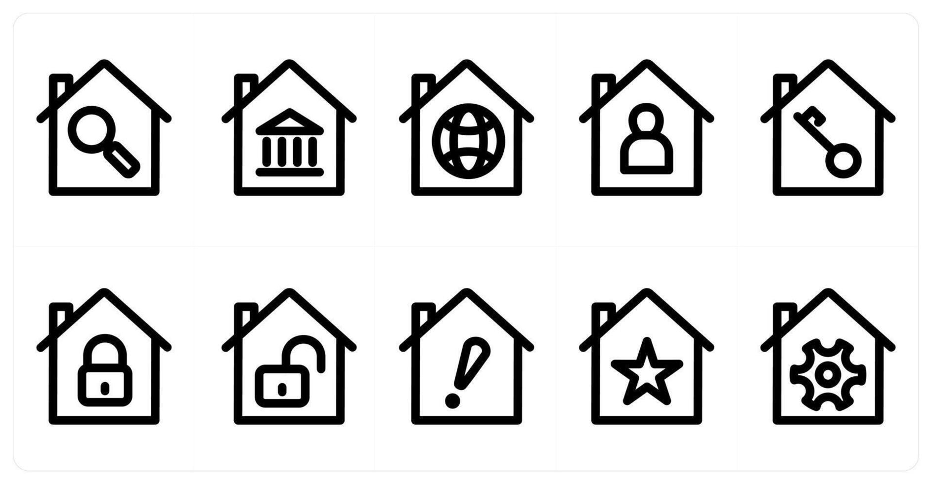 Set of 10 home icons as home search, home, international home, personal home vector