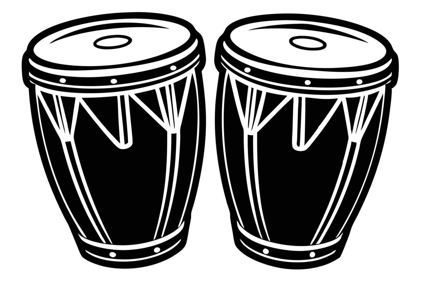 Two Classic Congas Silhouetted Against a White Background vector
