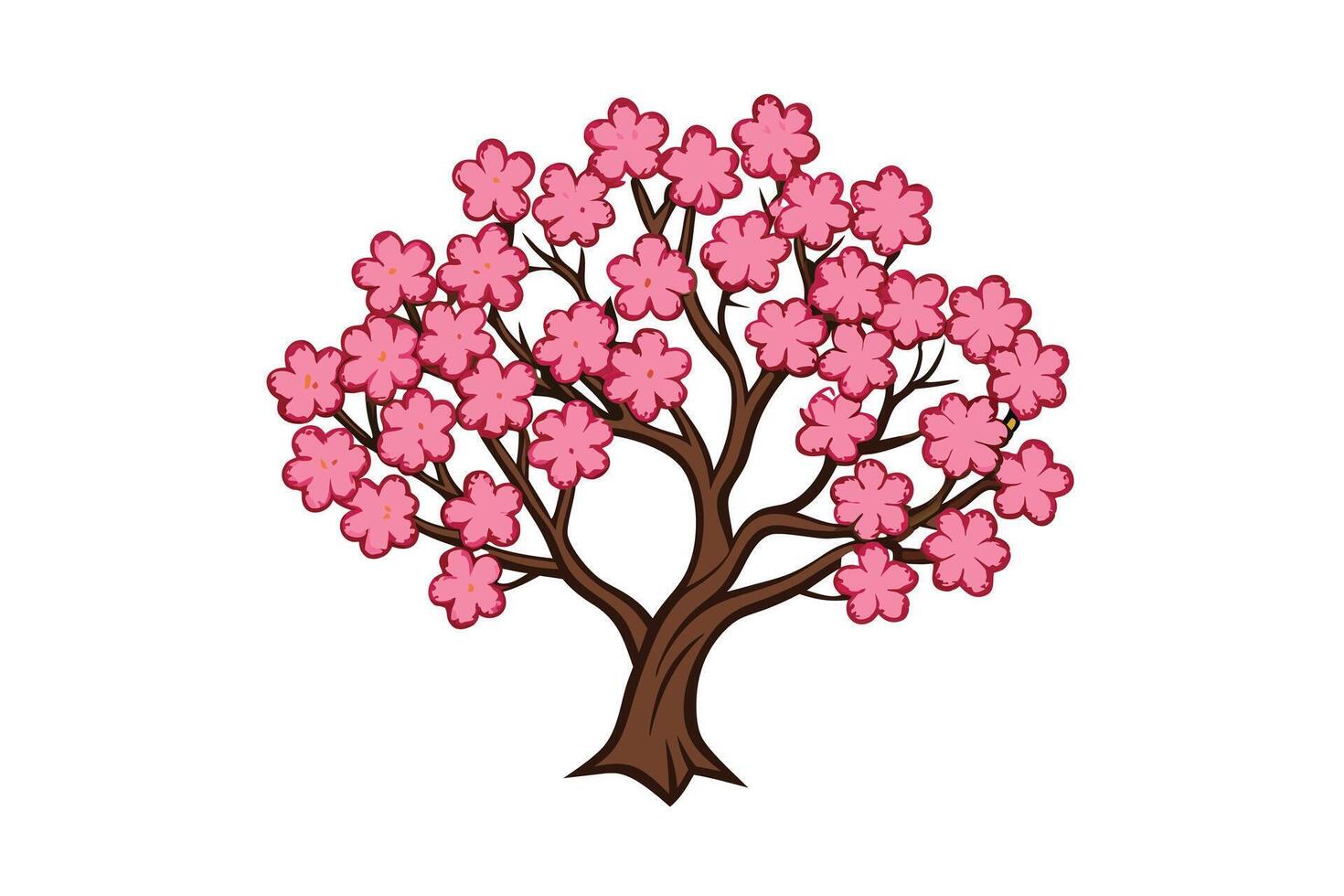 vibrant illustration of a cherry blossom tree. vector