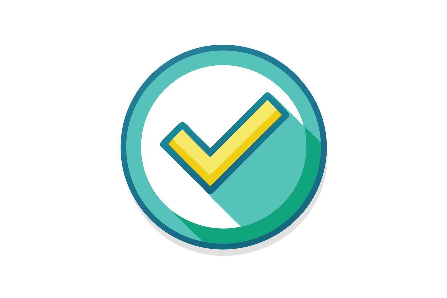 Modern check mark icon in teal and gold. vector