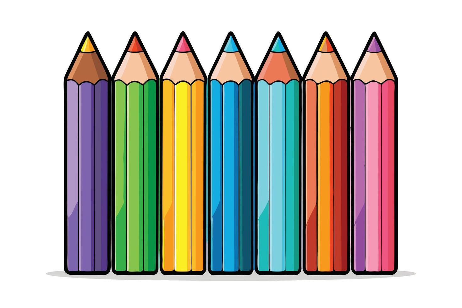 Row of Colorful Crayons Against a White Background vector