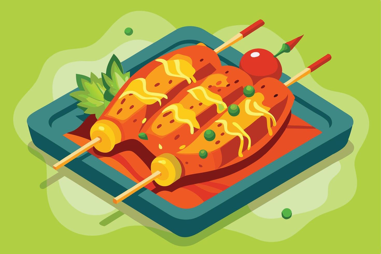 Deliciously Appealing Skewered Food on a Tray vector