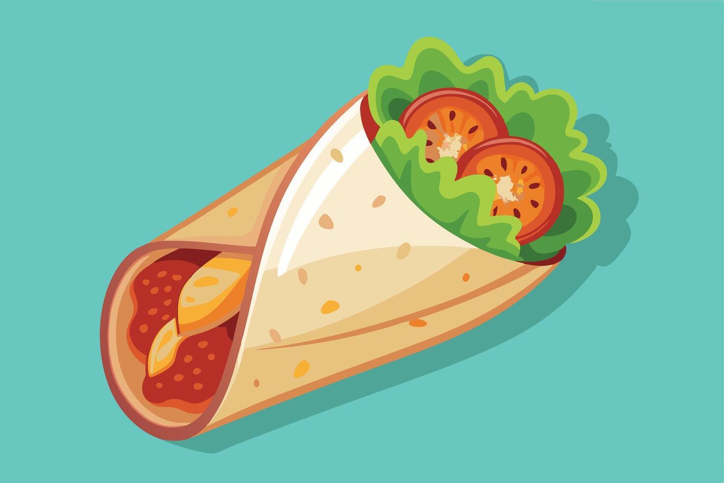Two Delicious Wraps Filled with Flavorful Ingredients vector