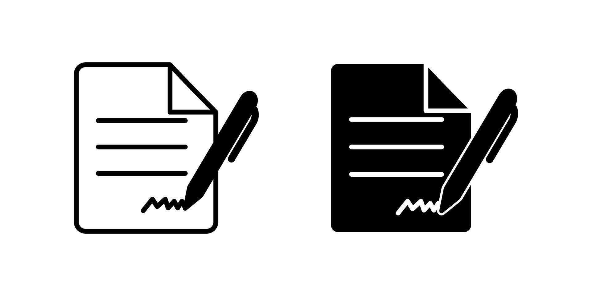 Contract Pen Icon set .Symbol isolated white background. illustration. color editable. vector
