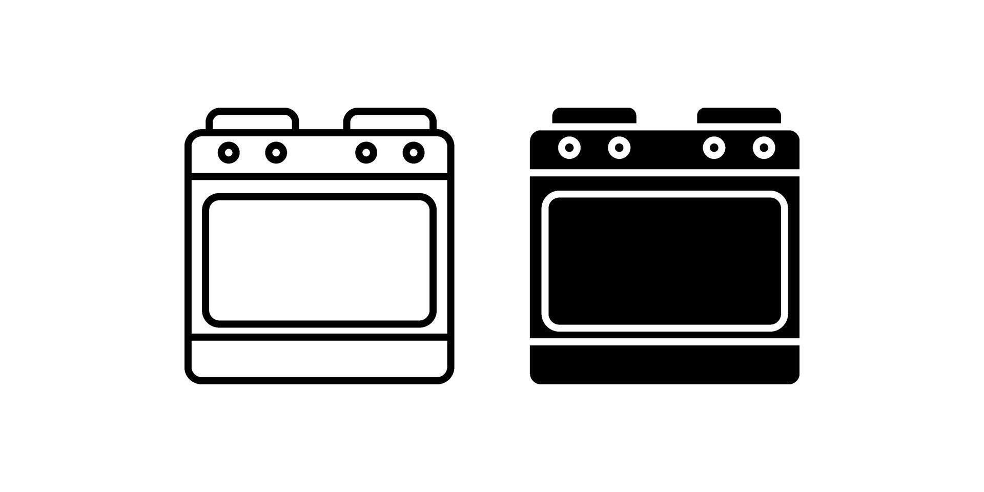 Gas stove icon set .Symbol isolated white background. illustration. color editable. vector