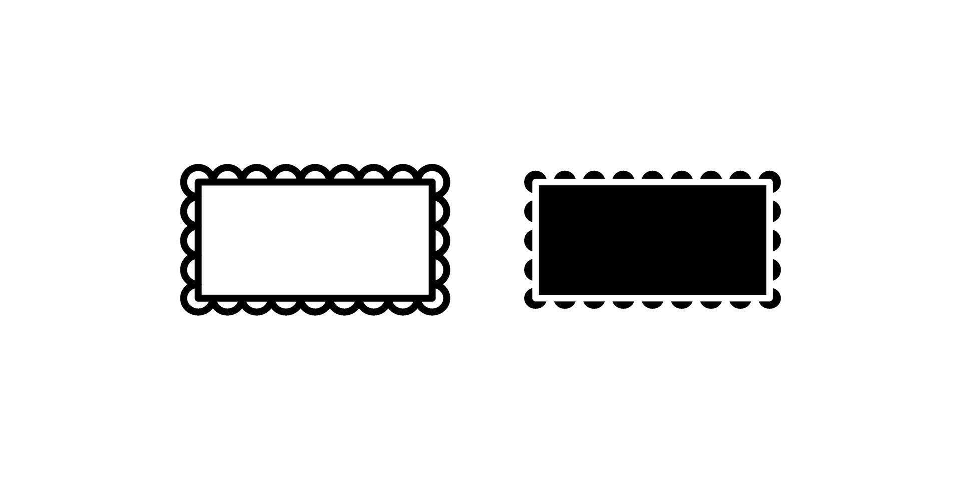 Scalloped rectangle frames template icon set .Symbol isolated white background. illustration. color editable. vector