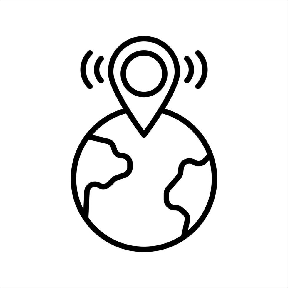 Location on globe. Pin on globe. 1Simple black icon vector