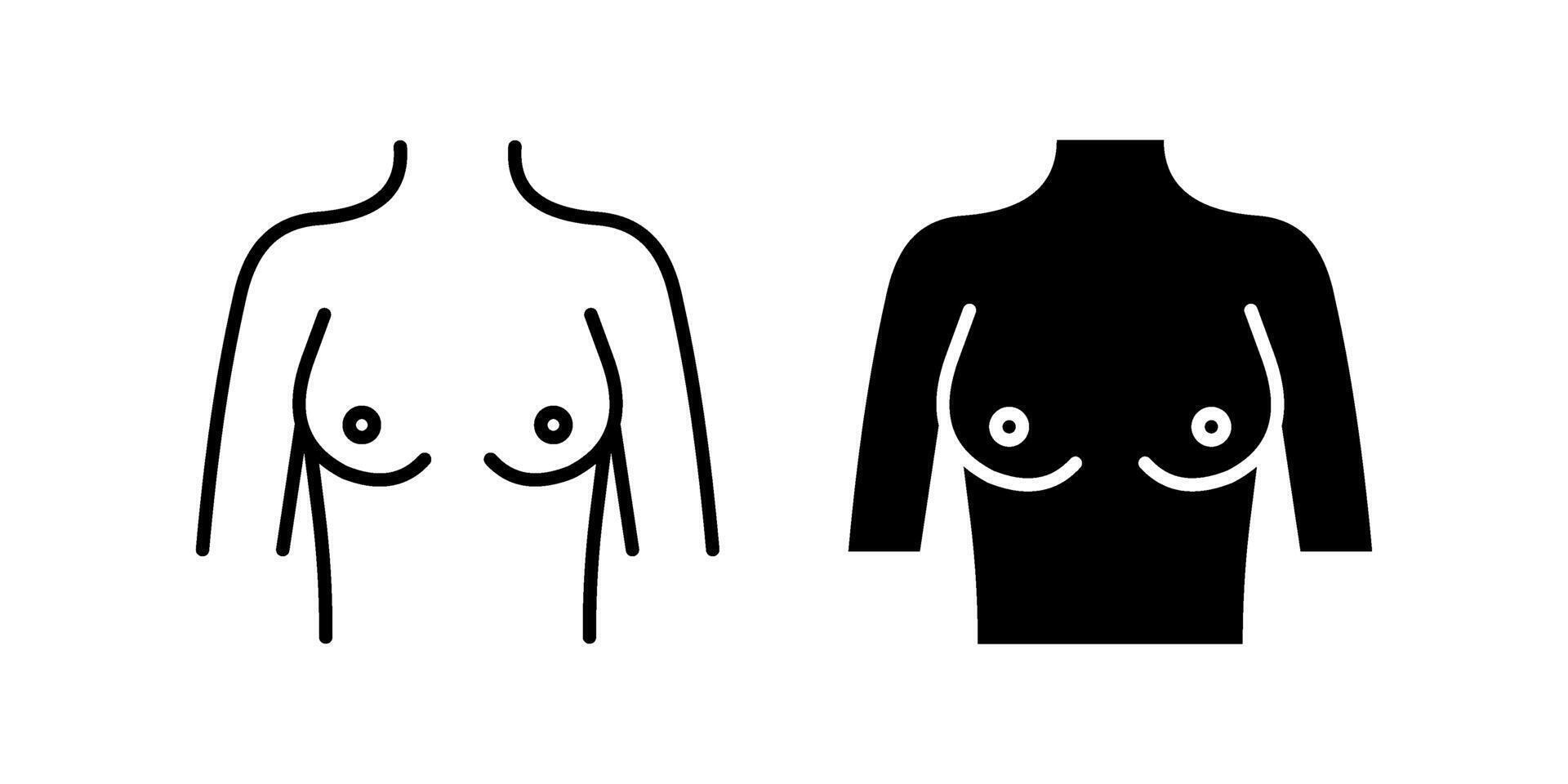 breast Icon set Symbol isolated white background. illustration. color editable. vector
